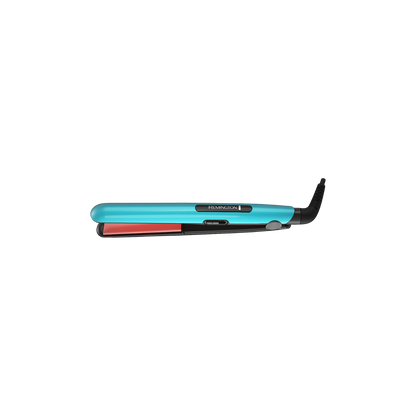 Plancha Remington Ceramic Azul S1520 para alisar cabello, con placas de cerámica y diseño en color azul.