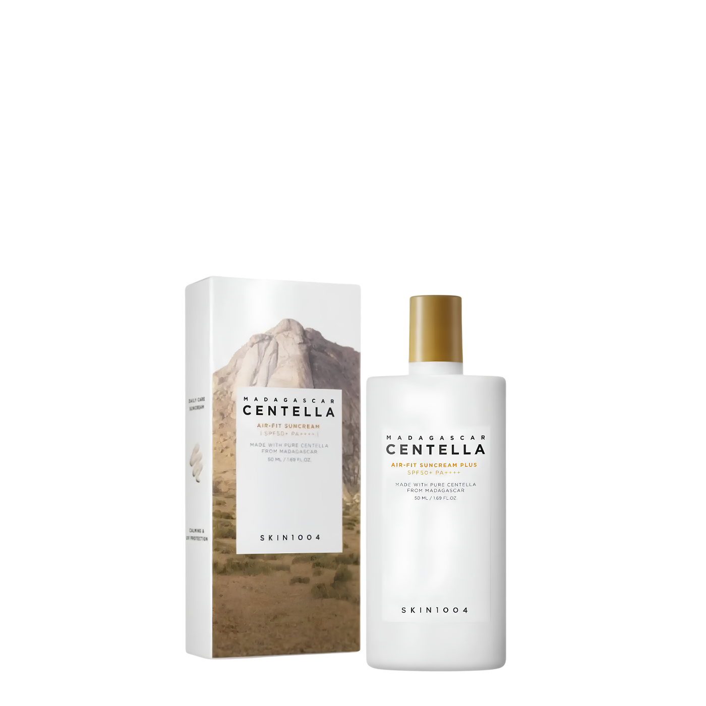 Protector solar facial mineral calmante SKIN1004 Madagascar Centella SPF50+ PA++++ en envase de 50 ml, protección y cuidado para la piel.