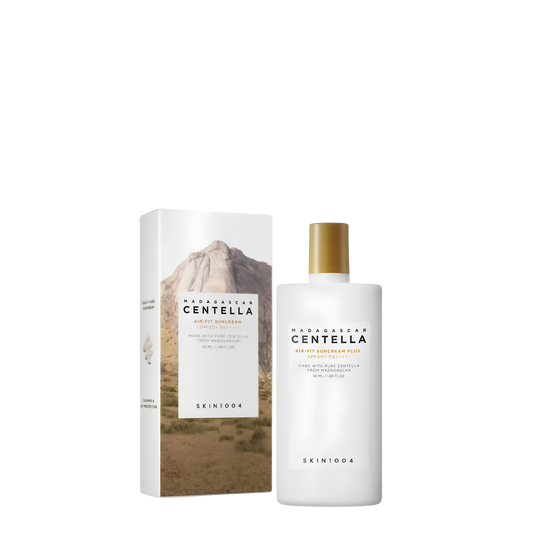 Protector solar facial mineral calmante SKIN1004 Madagascar Centella SPF50+ PA++++ en envase de 50 ml, protección y cuidado para la piel.