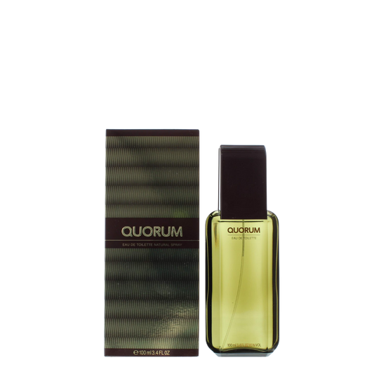 Perfume Antonio Banderas Quorum 100 ml Eau de Toilette con botella elegante y diseño clásico.