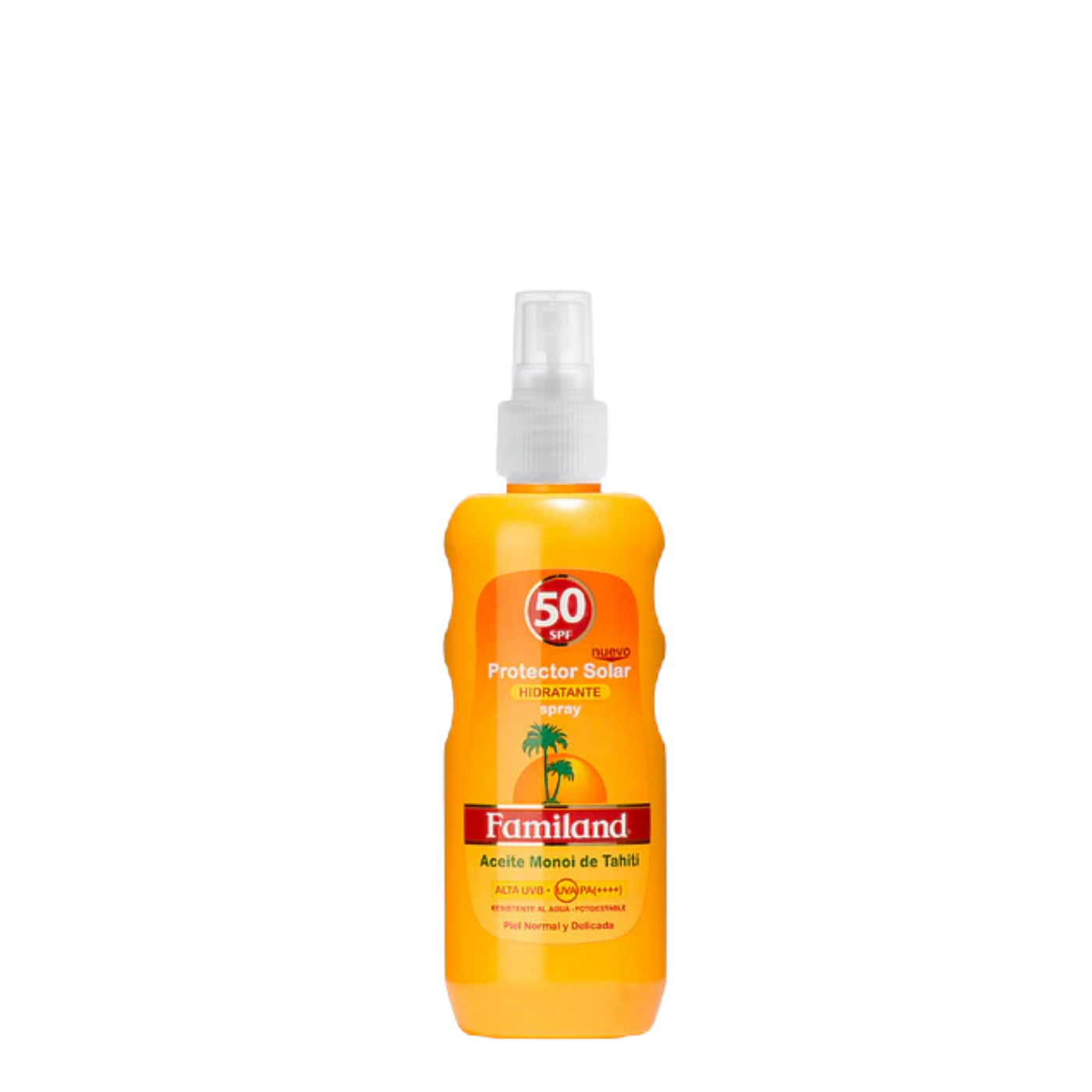 Protector solar hidratante Familand SPF 50 en botella de 190ml, con fórmula para protección y cuidado de la piel.