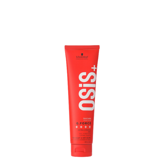 Gel de peinado Schwarzkopf Professional Osis+ G.Force en tubo de 150ml, diseñado para proporcionar fijación extrema, definición y brillo intenso