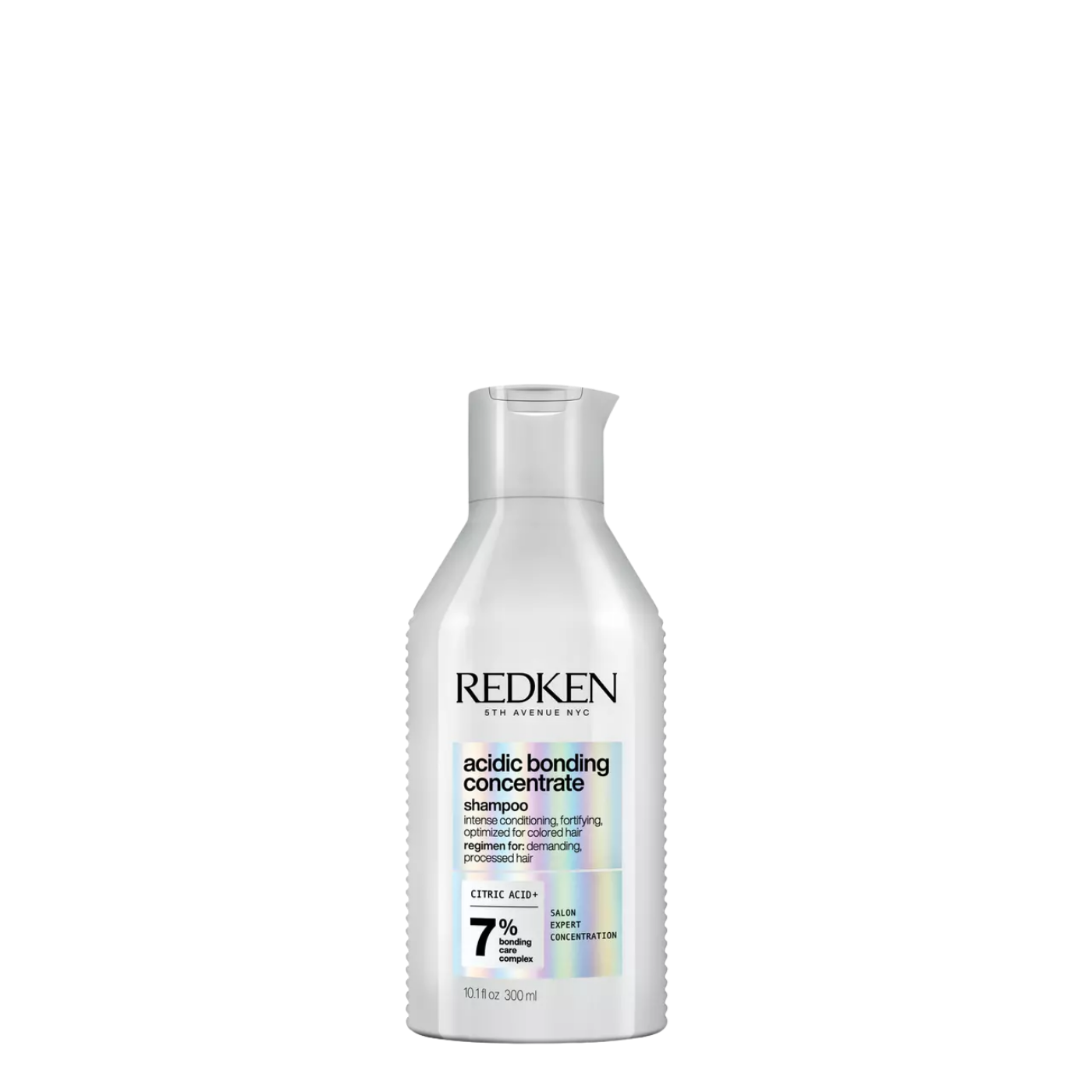 Botella de 500 ml de Shampoo Acidic Bonding Concentrate al 7% de la marca Redken, limpiador capilar profesional sin sulfatos para la reparación intensiva de puentes en cabellos dañados o decolorados.
