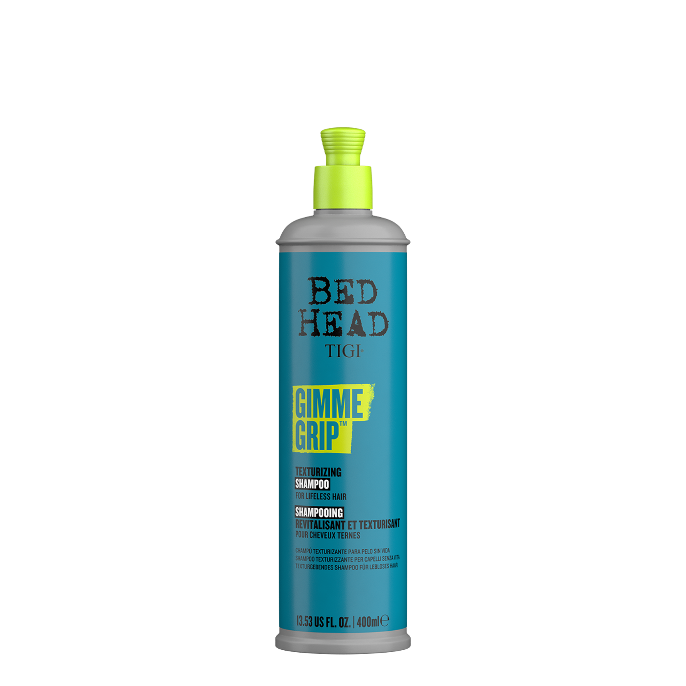 Champú Tigi Bed Head Gimme Grip 400ml para cabello con volumen y control, con fórmula fortalecedora y revitalizante.
