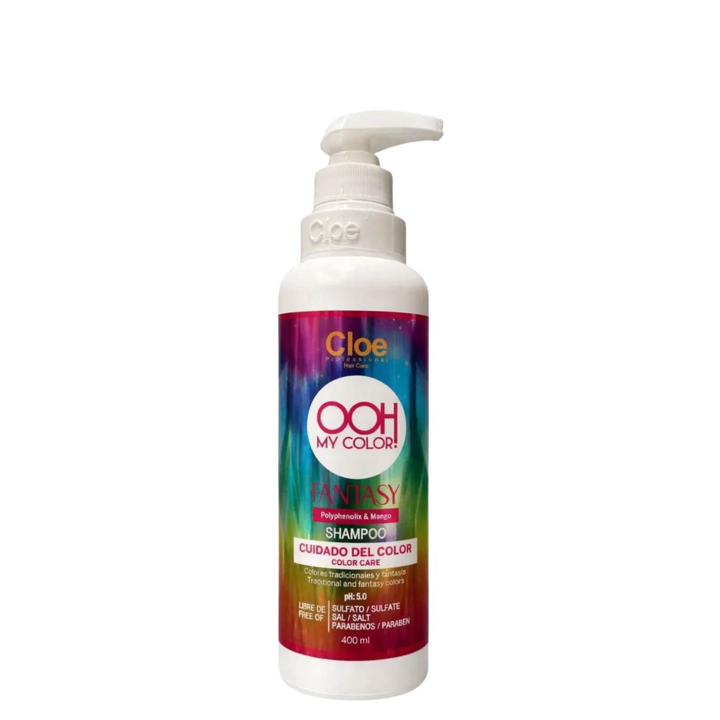 Champú Cloe Ooh My Color Fantasy de 400ml, protector de color, con fórmula nutritiva para cabello con color en botella.