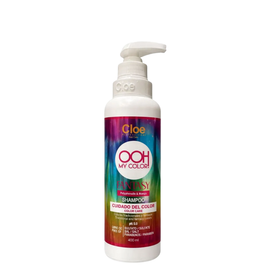 Shampoo protector de color profesional Cloe Ooh My Color Fantasy en botella de 400ml, ideal para prolongar la intensidad y el brillo del cabello teñido