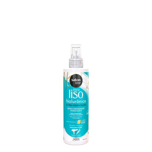 Spray defrizante térmico Salon Line Meu Liso con hialurónico, 240 ml, para peinar y alisar el cabello.