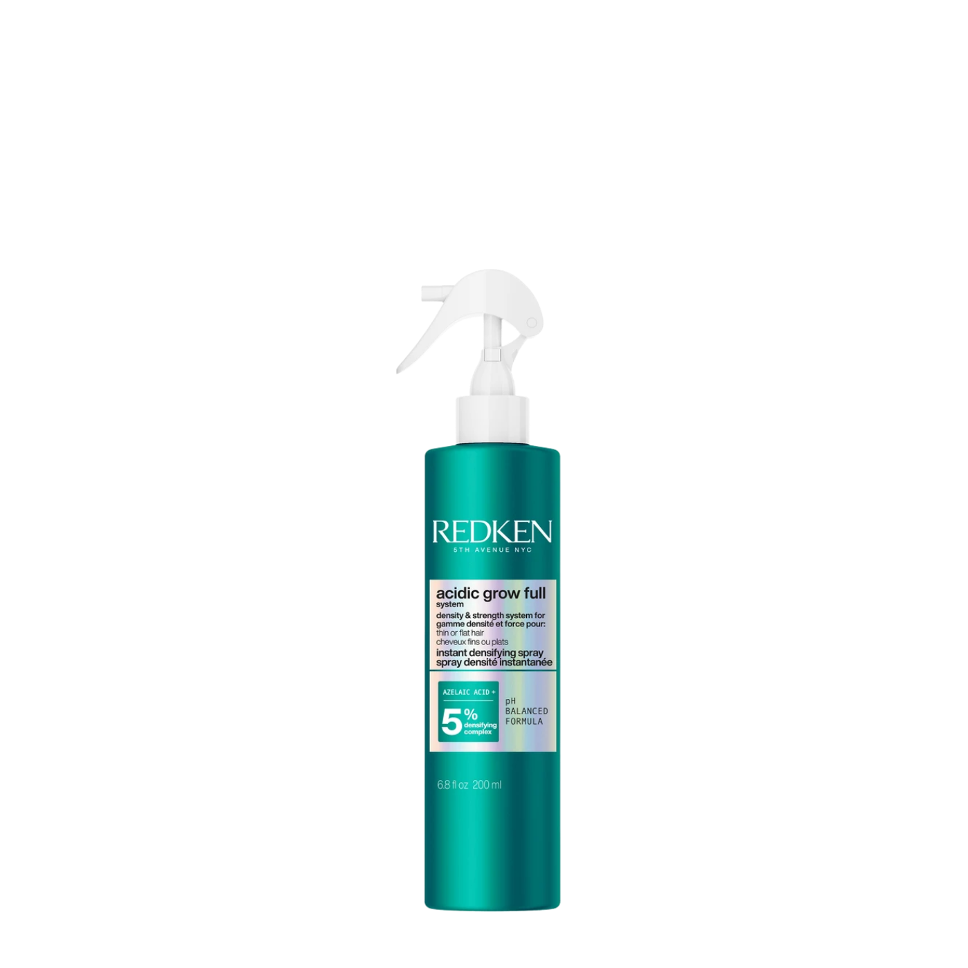 Botella de 190ml con atomizador de Spray Tratamiento Redken Acidic Grow Full System, leave-in acondicionador y densificador para cabello fino o plano.