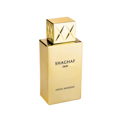 Perfume unisex Swiss Arabian Shaghaf Oud Eau de Parfum 75 ml en un frasco elegante y sofisticado.