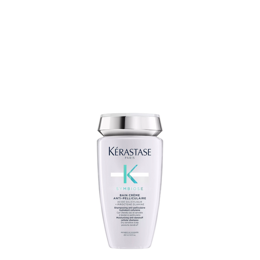 Champú Kérastase Symbiose Bain Crème Anti-Pelliculaire para cuero cabelludo seco y con caspa, en botella de 250 ml
