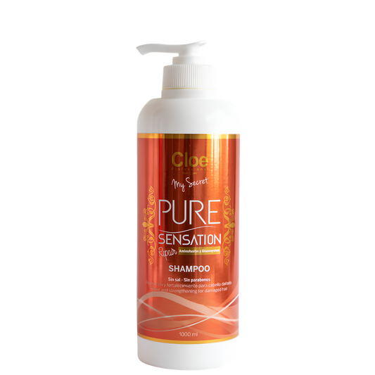 Shampoo Cloe Pure Sensation Repair de 1000 ml en envase blanco y azul