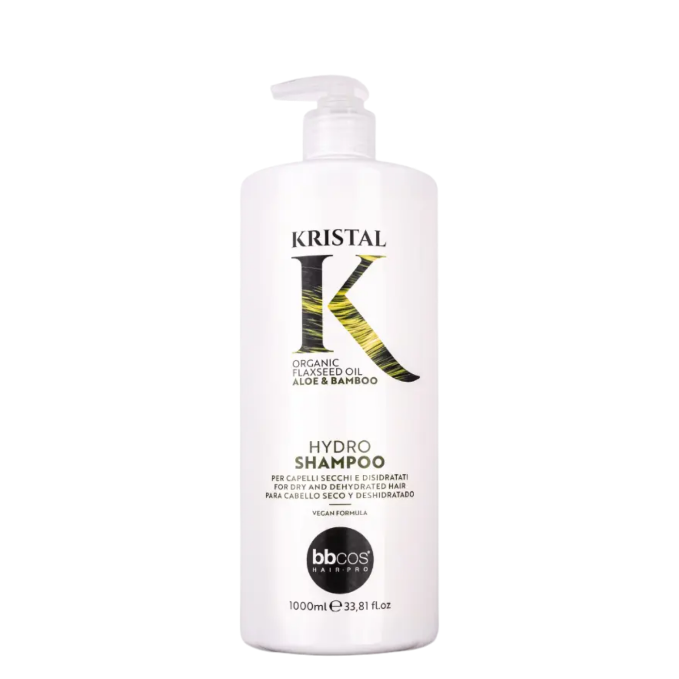 Shampoo hidratante para cabello seco BBcos Kristal Basic Hydro en formato de 1000ml