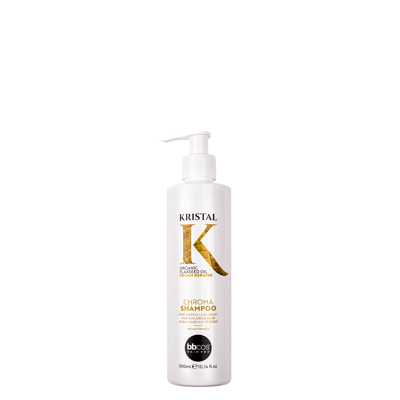 Champú BBCOS Protección de Color Kristal Chroma, 300 ml, con fórmula que mantiene el color y brillo del cabello.