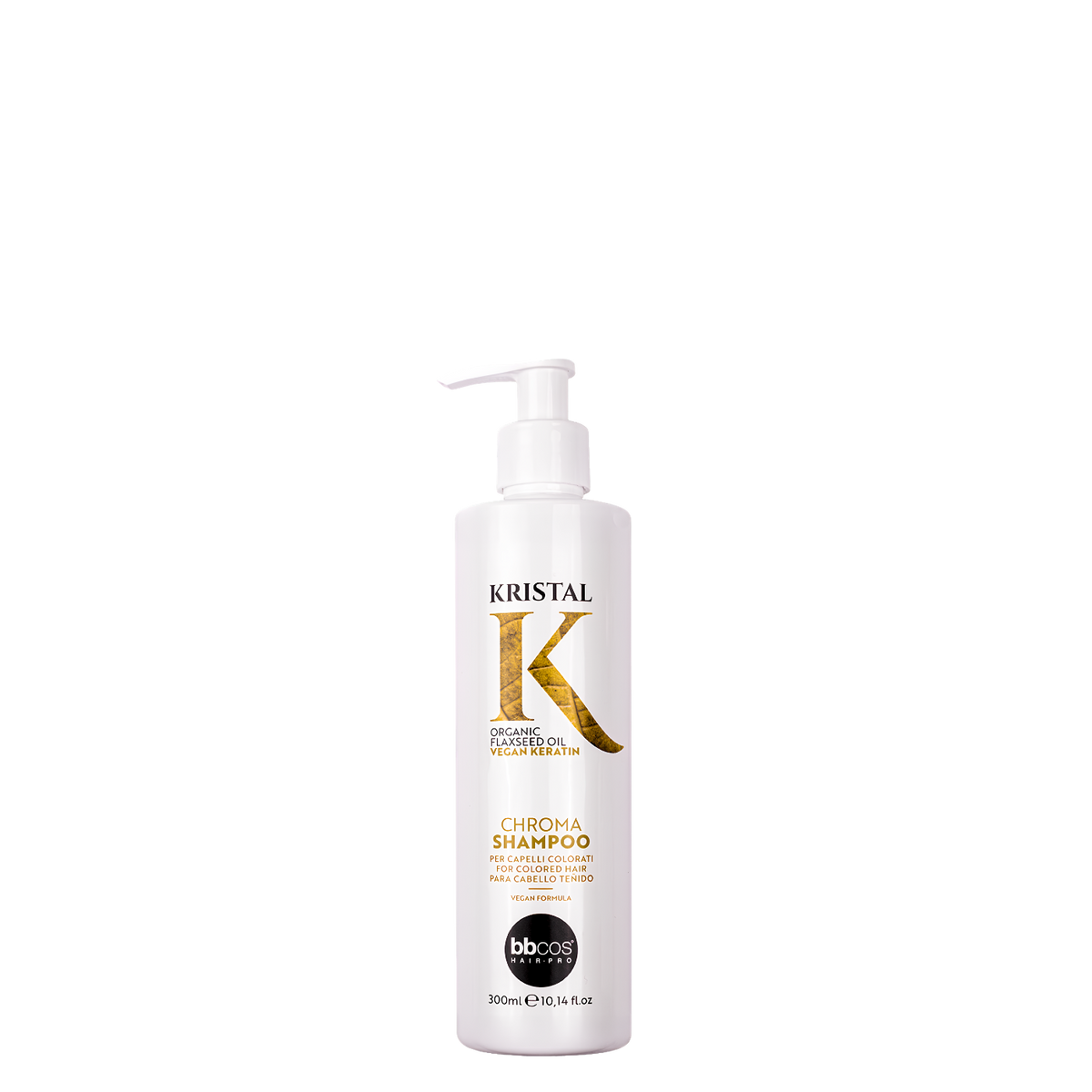 Champú BBCOS Protección de Color Kristal Chroma, 300 ml, con fórmula que mantiene el color y brillo del cabello.