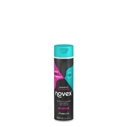 Champú humectante y hidratante Santo Black Poderoso de Novex, frasco de 300 ml con fórmula nutritiva para el cabello.