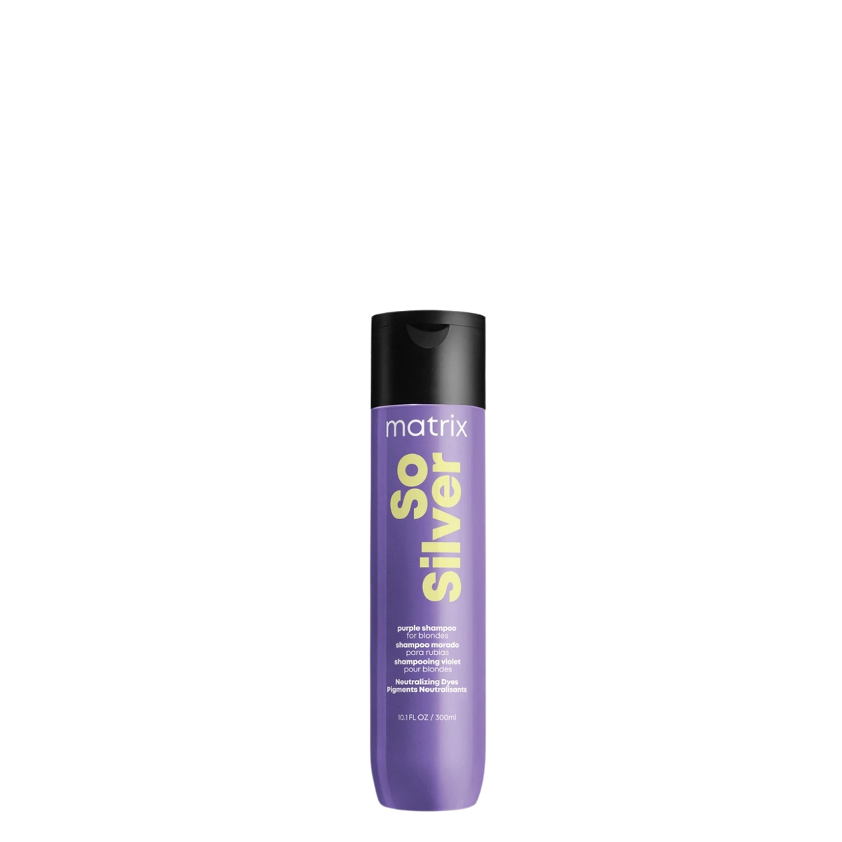 Champú neutralizante de tonos amarillos Matrix So Silver, 300 ml, fórmula para eliminar matices indeseados del cabello.