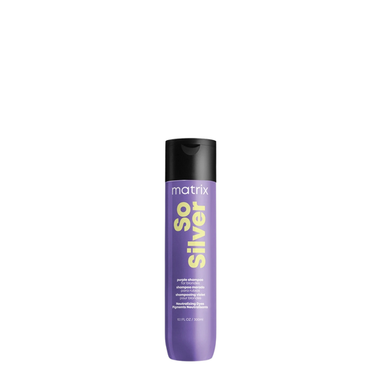 Champú neutralizante de tonos amarillos Matrix So Silver, 300 ml, fórmula para eliminar matices indeseados del cabello.