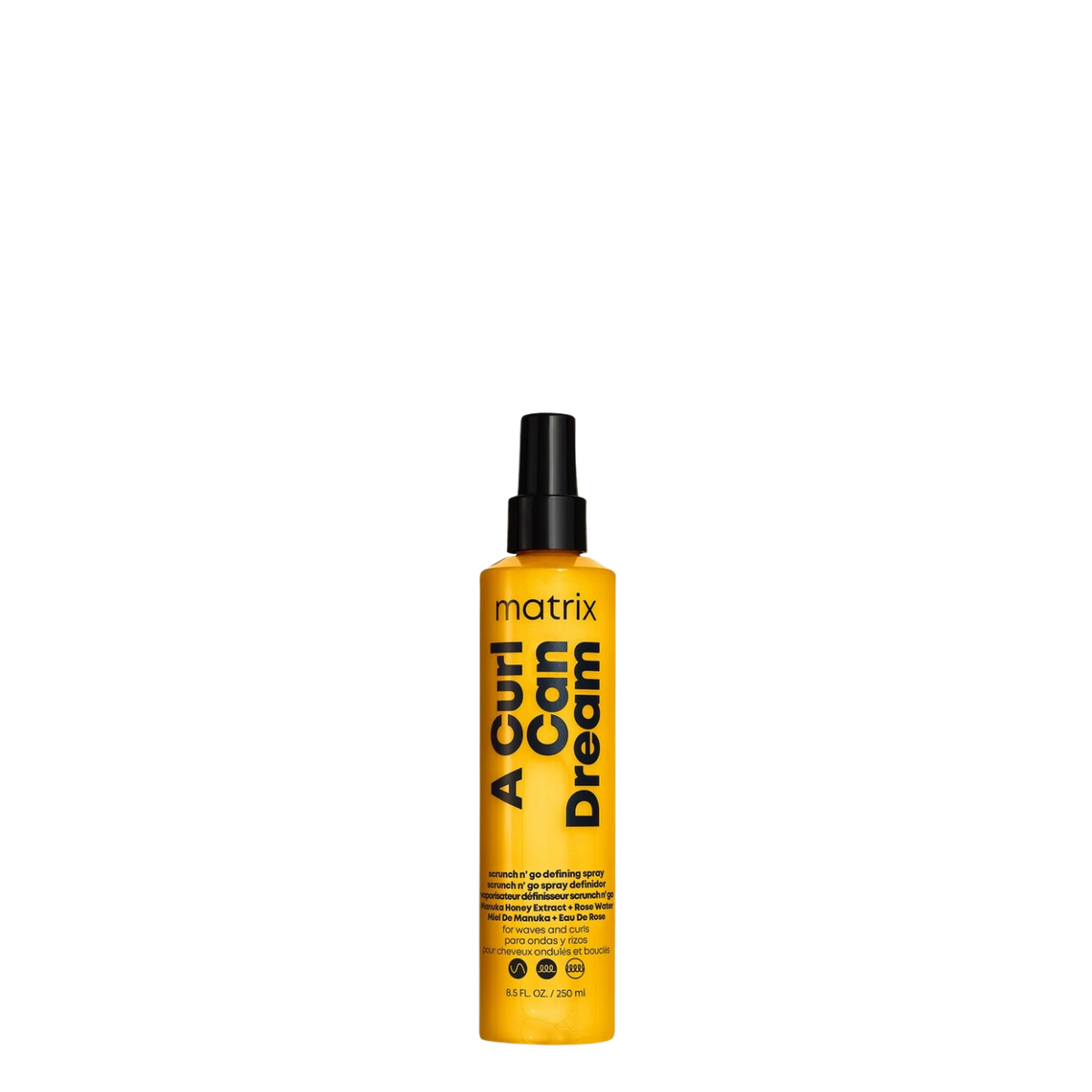 Spray definidor de rizos y ondas sin enjuague Matrix Curl Can Dream, 250 ml, en spray para peinar con fórmula ligera