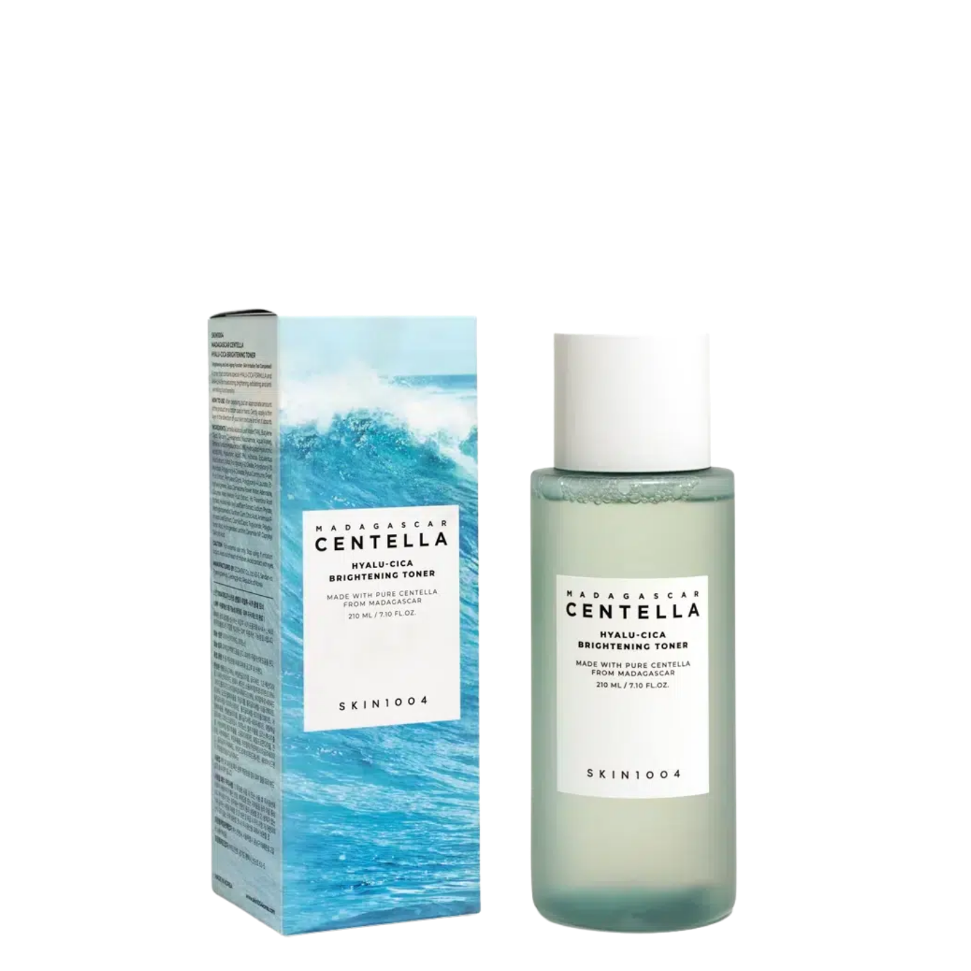 Tónico facial hidratante e iluminador SKIN1004 Madagascar Centella Hyalu-Cica Brightening Toner, 210 ml, con ingredientes naturales.
