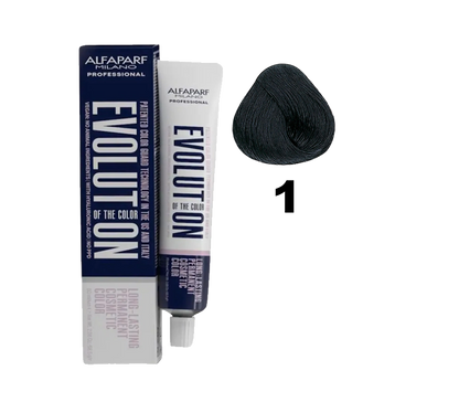 Tinte de coloración Evolution de Alfaparf en frasco con aplicador, para cabello y resultados duraderos.