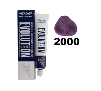Tinte Evolution de Alfaparf en botella con coloración para cabello en tonos vibrantes y duraderos.