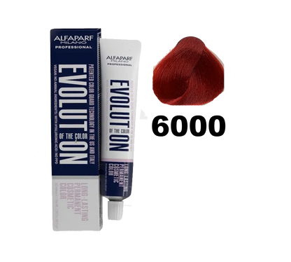 Tinte Evolution de Alfaparf en caja con coloración capilar y tubo de crema para teñido del cabello.