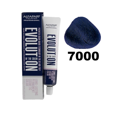 Tinte Evolution de Alfaparf en caja con tonos vibrantes y fórmula de alta calidad para coloración capilar profesional.