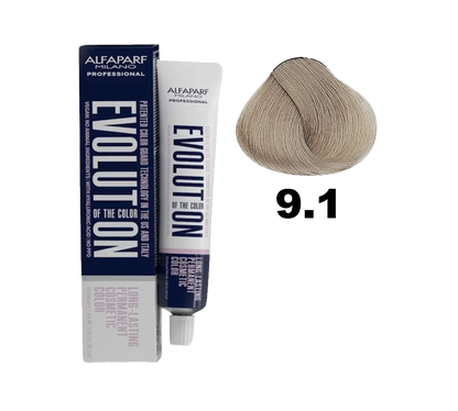 Tinción Evolution de Alfaparf en un frasco, con etiqueta color gris y detalles en negro y plata, muestra la tintura para cabello.
