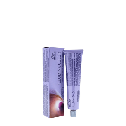 Tinte Illumina Color de Wella para cabello, muestra el producto en envase con tonos brillantes y naturales