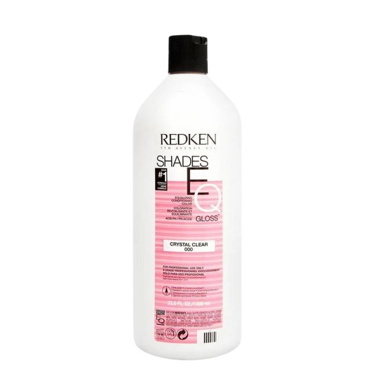 Botella profesional de 1000 ml (1 Litro) de Shades EQ Gloss Crystal Clear de la marca Redken, tratamiento de brillo demi-permanente de pH ácido y sin amoníaco para acondicionar y diluir tonos.