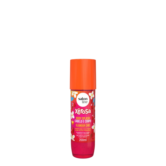 Botella de 200ml con atomizador de Xerosa Body Splash Desodorante Cabelo e Corpo Glamour Chic, bruma perfumada de alta elegancia para cuerpo y cabello