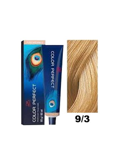 Tinte Wella Color Perfect en tono 9.3, crema de coloración capilar para un acabado brillante y duradero