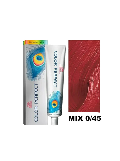 Tinte para el cabello Wella Color Perfect, tono 0.45, con envase y etiqueta visible en la imagen