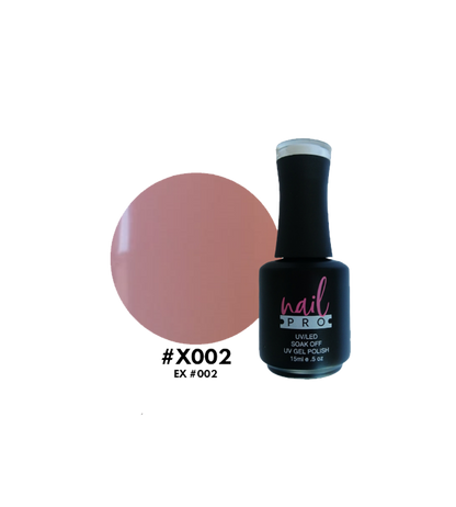 Esmalte Nail Pro X001-X083 color rosado brillante en frasco con tapa negro, ideal para manicuras y uñas elegantes.