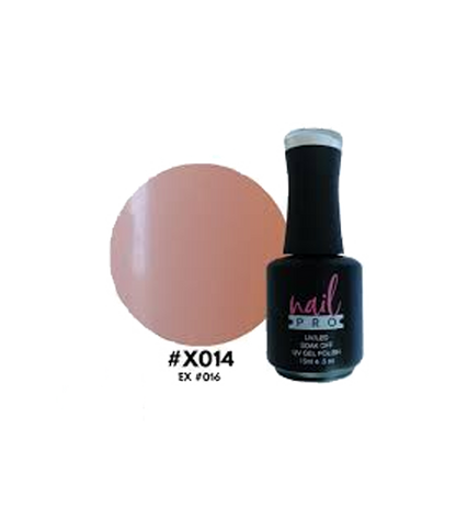 Esmalte Nail Pro X001-X083 en frasco con color rosa suave, vista frontal mostrando la etiqueta y la tapa brillante.