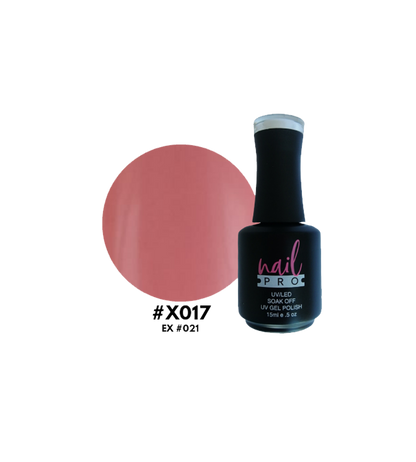 Esmalte Nail Pro X001-X083 de color rosa en frasco con etiqueta, para uñas y manicura.