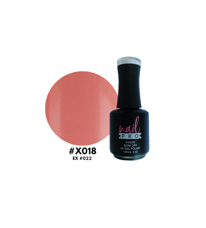 Esmalte Nail Pro X001-X083 de color rosa, en frasco con tapa plateada, mostrando el esmalte y la etiqueta de la marca Nail Pro.