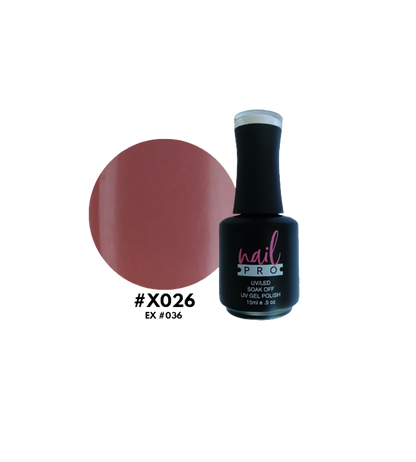 Esmalte Nail Pro X001-X083 de color rosa en botella con etiqueta, muestra el producto de esmalte de uñas de la marca Nail Pro.