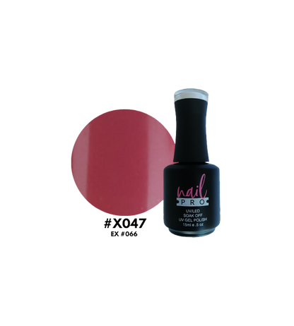 Esmalte Nail Pro X001-X083 de color rosa claro en frasco con tapa blanca, textura cremosa y etiqueta visible.