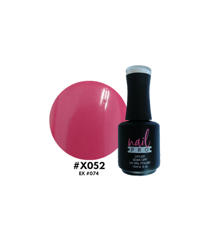 Esmalte Nail Pro X001-X083 de color rosado en frasco con tapa, para uñas y nail art.