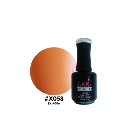 Esmalte Nail Pro X001-X083 en frasco, color brillante y acabado liso para uñas, marca Nail Pro.