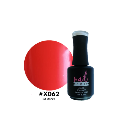 Esmalte Nail Pro X001-X083 en frasco con acabado brillante y color vibrante, muestra el producto de la marca Nail Pro.