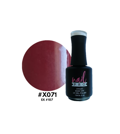 Esmalte Nail Pro X001-X083 en botella con color vibrante y acabado brillante, ideal para uñas de alta calidad.