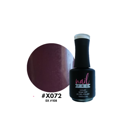 Esmalte Nail Pro X001-X083 de color brillante en frasco, producto para uñas de la marca Nail Pro, con envase transparente.