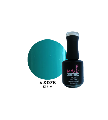 Esmalte Nail Pro X001-X083 en frasco con color brillante y acabado uniforme, muestra la textura y el tono del esmalte para uñas.