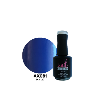 Esmalte Nail Pro X001-X083 en frasco con color rosado suave y aplicador, muestra la textura y el acabado brillante del esmalte.