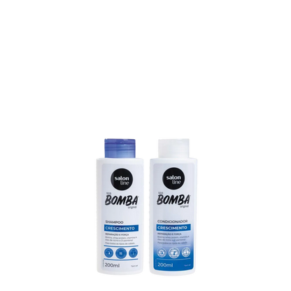 Kit de shampoo y acondicionador S.O.S. Bomba de Crecimiento de Salon Line para fortalecer y estimular el crecimiento del cabello.