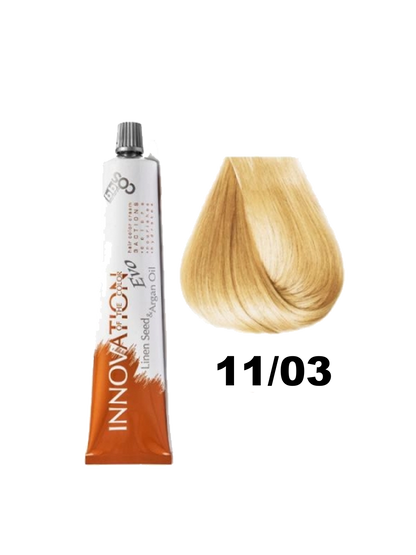 Tinte de cabello BBCOS Innovation BBcos en tubo, muestra el color y textura de la tintura para cabello.