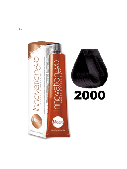 Tinte Innovation BBcos de la marca BBCOS en botella con coloración para cabello, muestra el envase y la etiqueta.