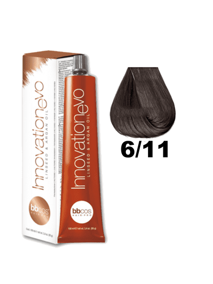 Tinte BBCOS Innovation BBcos en tubo, muestra el color y la textura de la tintura para el cabello en una imagen clara